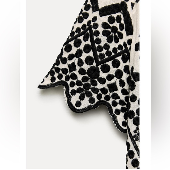 Zara contrast embroidered shirt. ZW collection - Picture 9 of 10